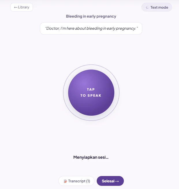Latihan suara: bicara langsung dengan pasien virtual